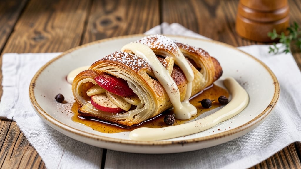 Apple Strudel with Vanilla Sauce Recipe: Flaky Layers and Warm Vanilla Drizzle