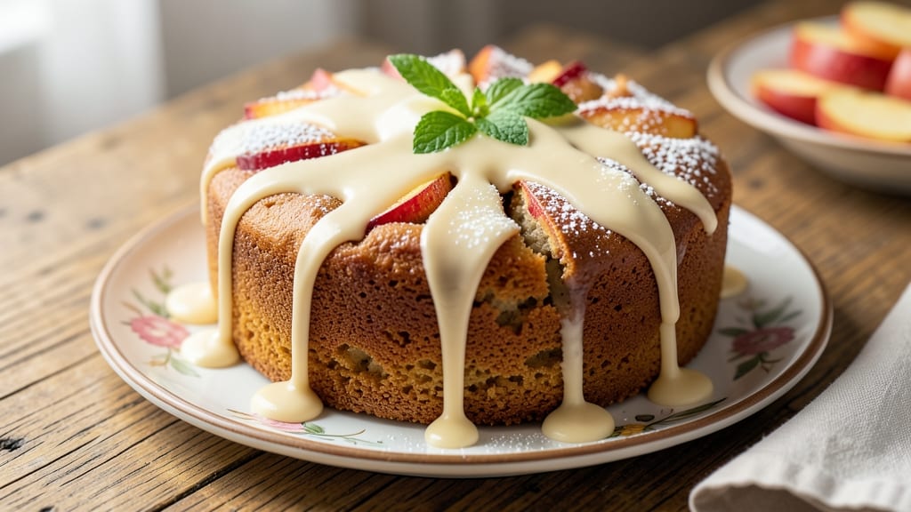 Apple Cake With Vanilla Sauce Recipe: Warm Spice Crumb Drizzled in Creamy Vanilla Bliss