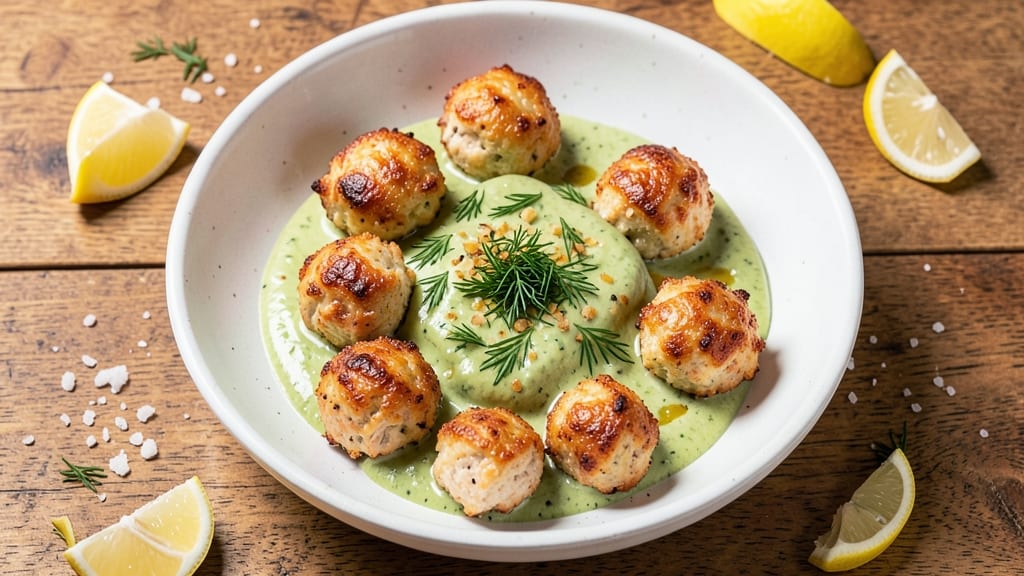 Baked Salmon Meatballs With Creamy Avocado Sauce Recipe: Crispy Edges, Cool Creamy Contrast