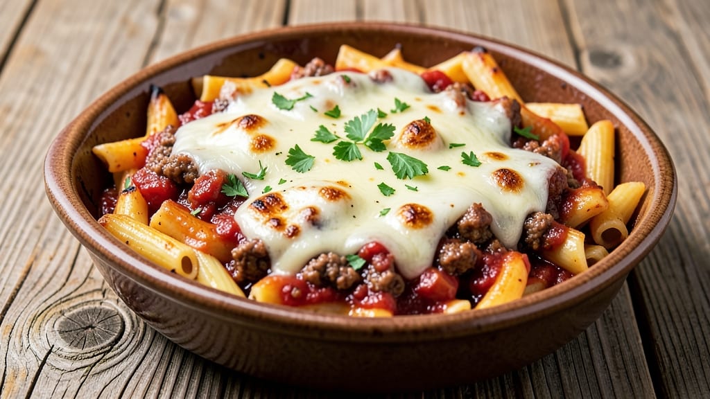 Baked Rigatoni With Meat Sauce Recipe: Cheesy Pasta Bake With Savory Tomato Depth
