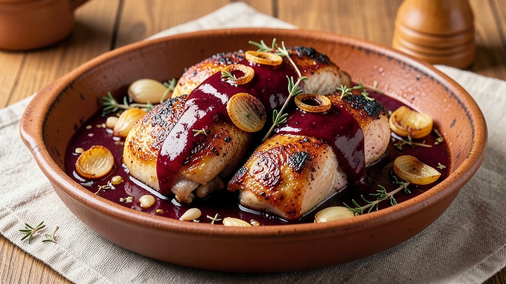 Baked Chicken in Wine Sauce Recipe: Deep-Red Sauce That Braises to Juicy Perfection