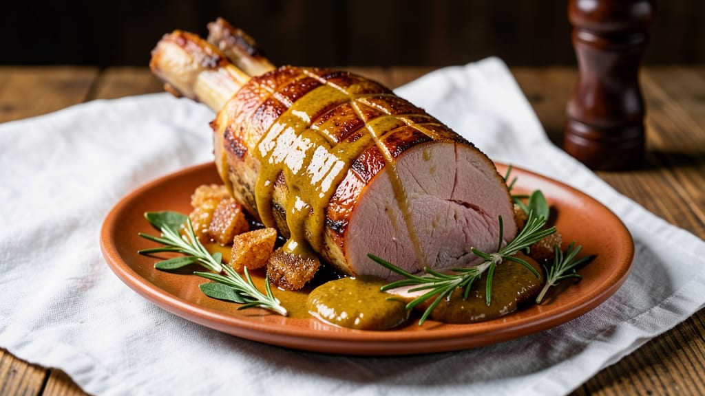 Baked Ham With Mustard Sauce Recipe: Glazed to Glossy Golden Perfection